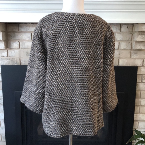 Eileen Fisher Brown Tan Tweed Italian Fabric 4-Button Swing Jacket size Large - Picture 8 of 14